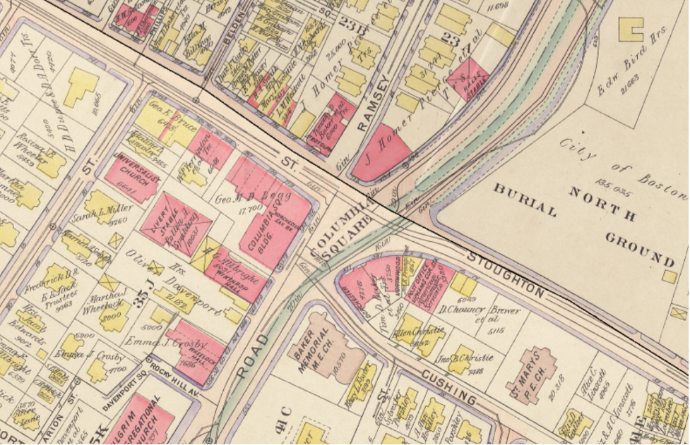 1904 Map of Upham's Corner.