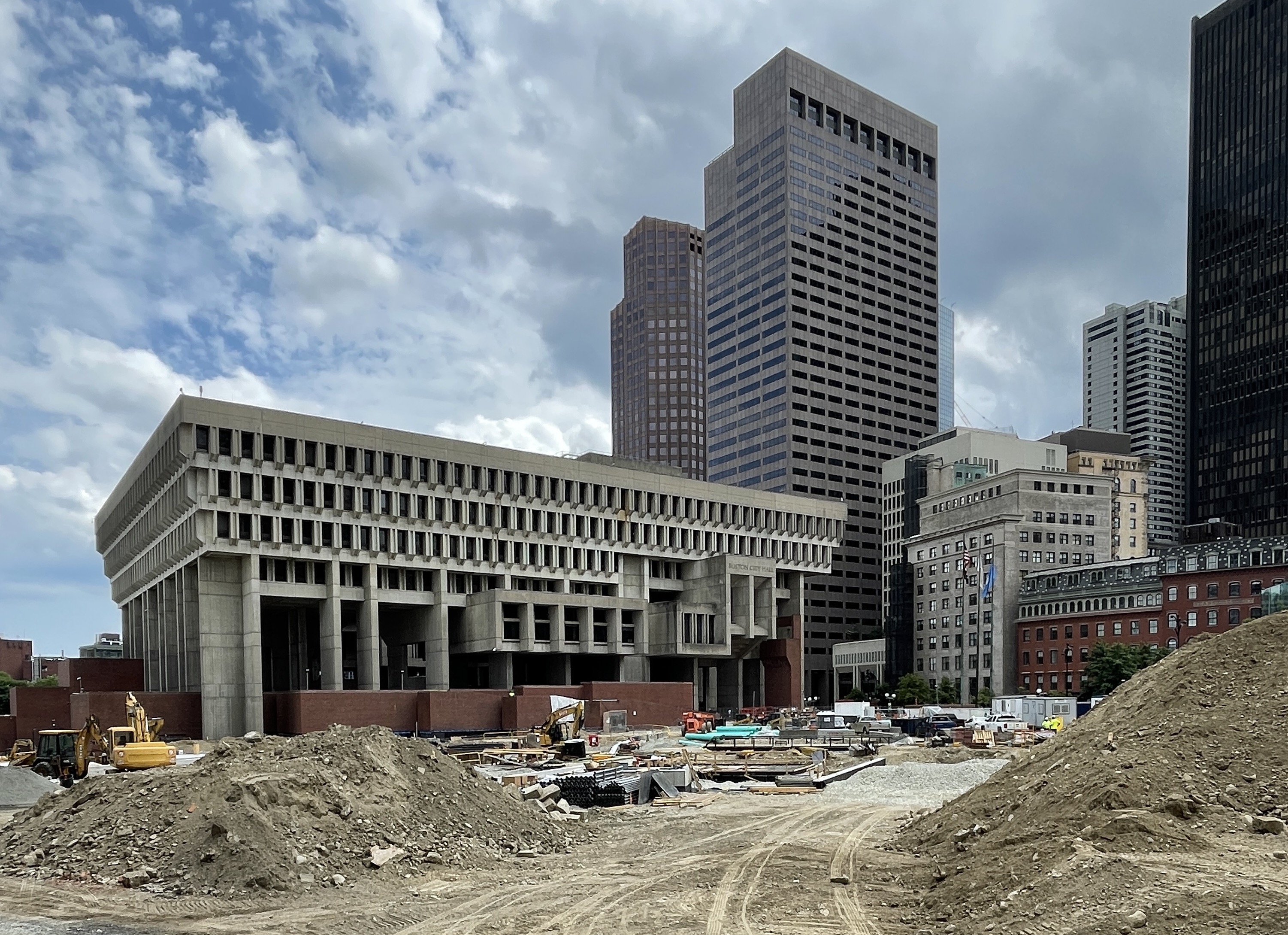 Boston City Hall Plaza under construction.