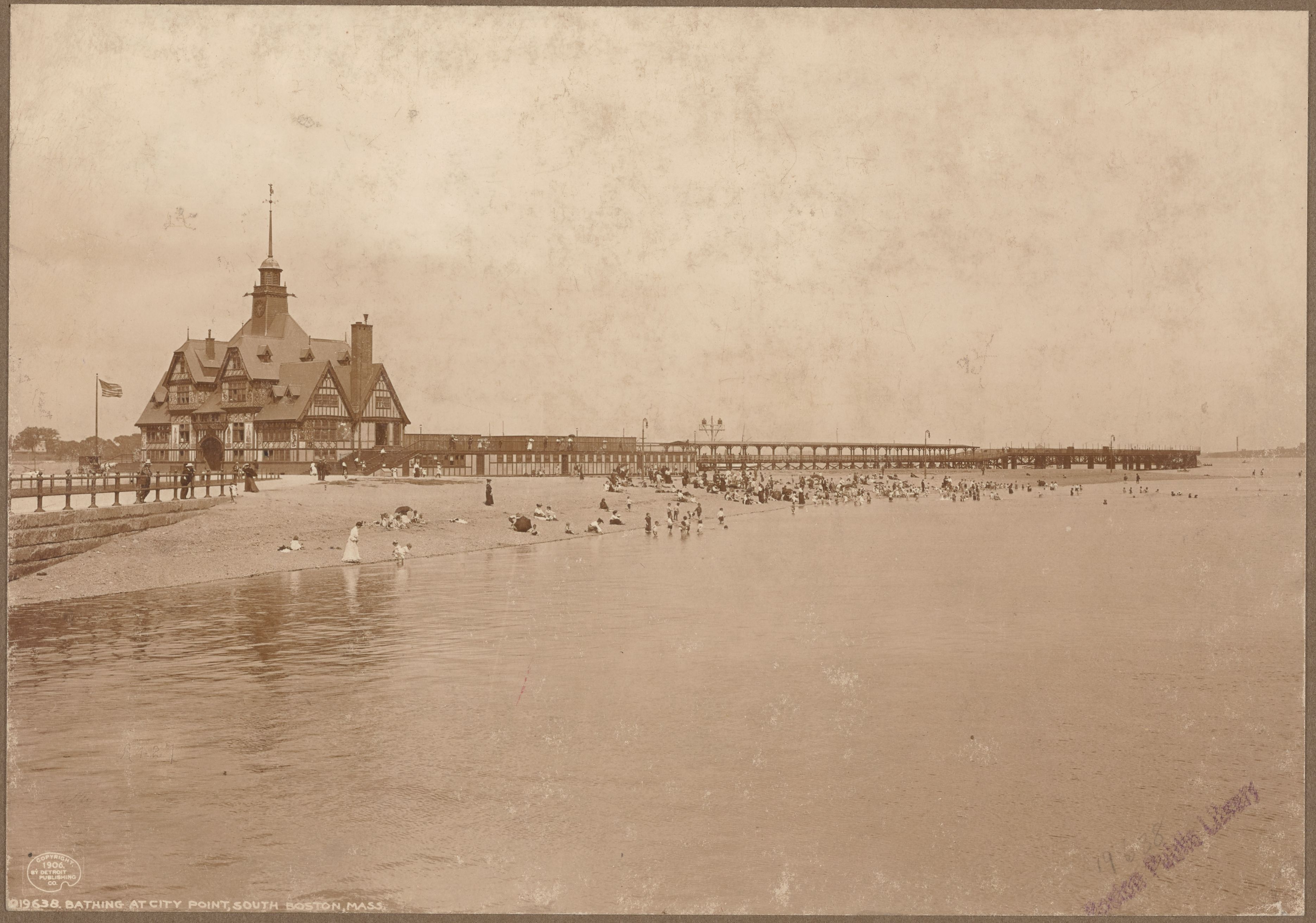 Swimmers at a City Point bathhouse in 1906