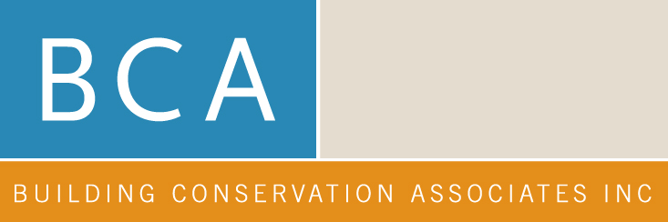 Building Conservation Associates logo. It is orange and turquoise.
