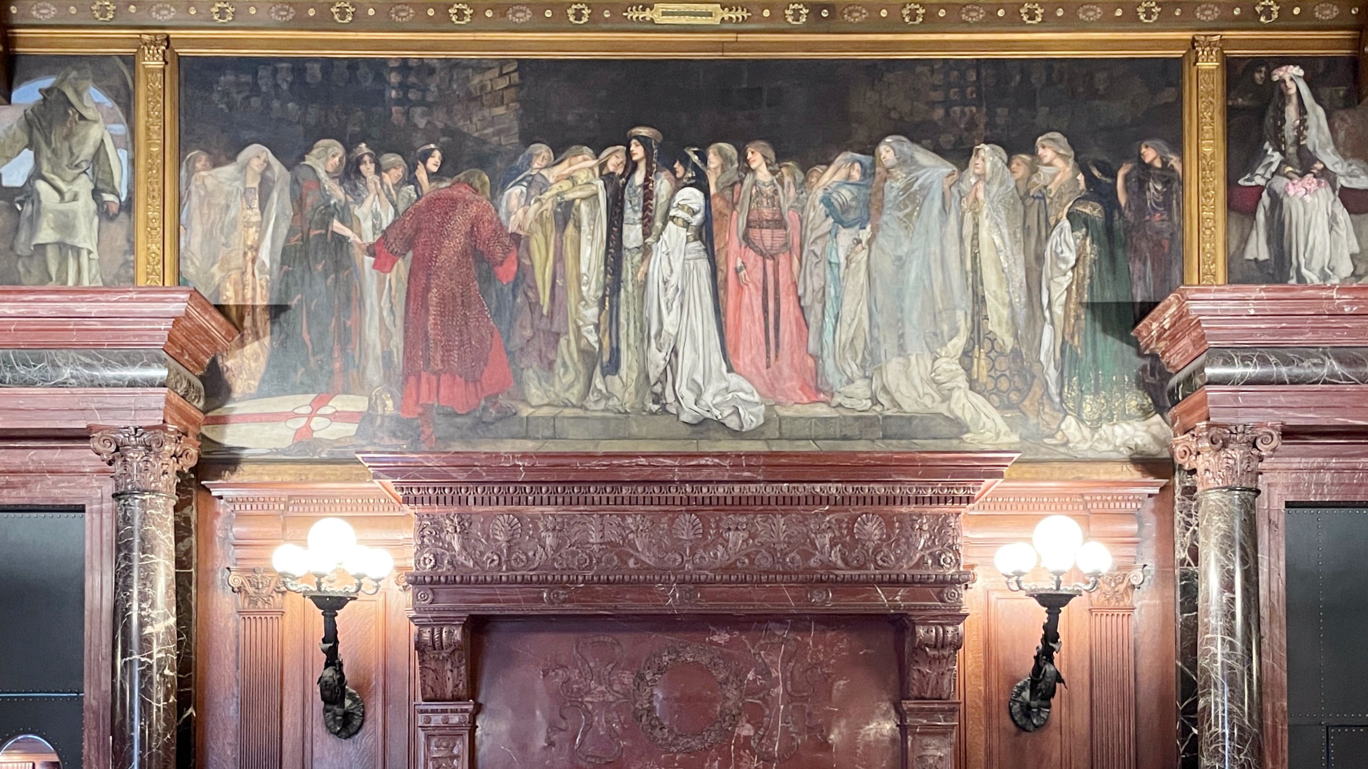 Painted scene that appears in the Boston Public Library.