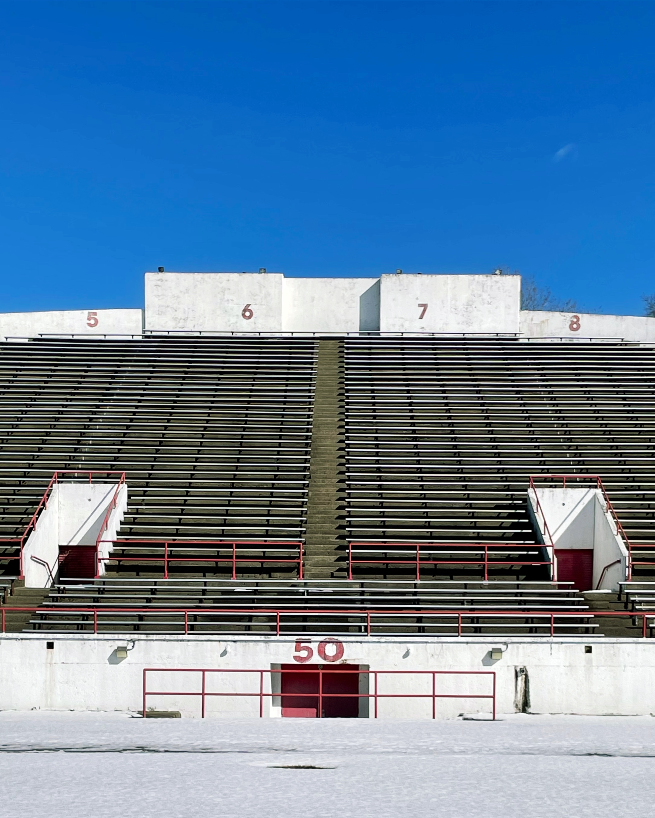 White Stadium looking up at the bleachers.