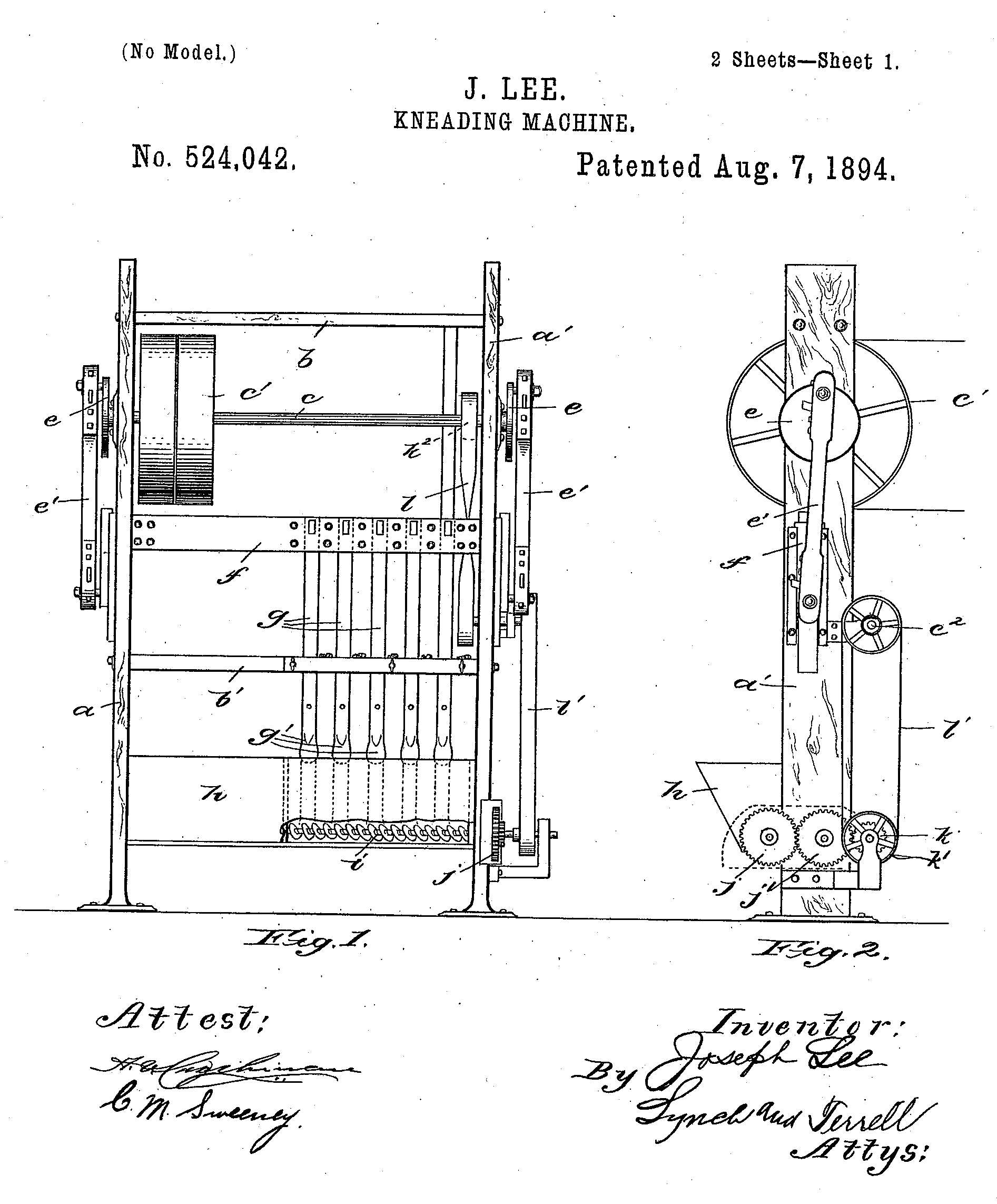 Lee Kneading Machine patent application