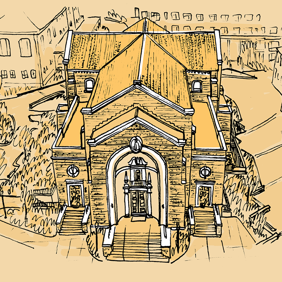 An Illustration of St. Gabriels Church which is now the Overlook at St. Gabriels. Illustration by Laurea McLeland.
